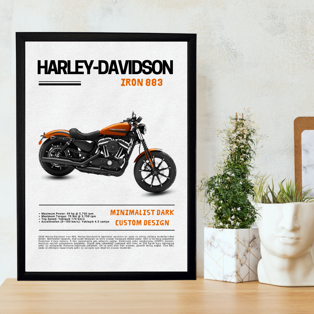 Harley Davidson-Iron 883 Tekli Ahşap Motosiklet Tablo
