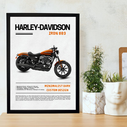 Harley Davidson-Iron 883 Tekli Ahşap Motosiklet Tablo