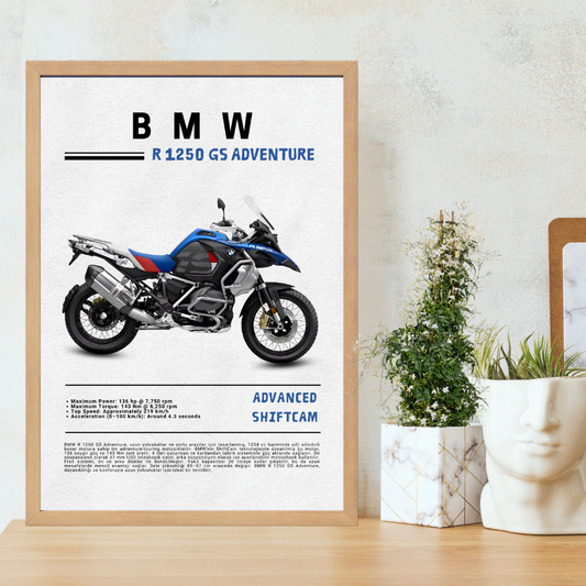 BMW R1250 GS Adventure Tekli Ahşap Motosiklet Tablo