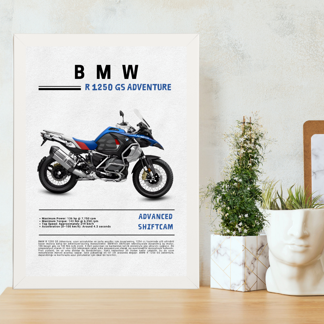 BMW R1250 GS Adventure Tekli Ahşap Motosiklet Tablo