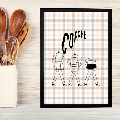 Filter Coffee Ahşap Çerçeve Oda-Mutfak Tablosu