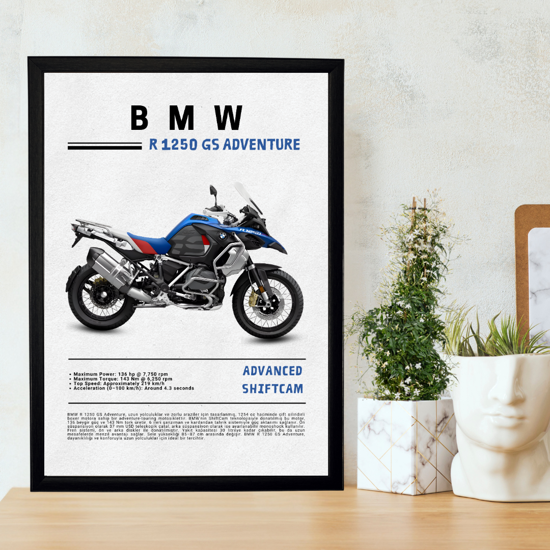 BMW R1250 GS Adventure Tekli Ahşap Motosiklet Tablo