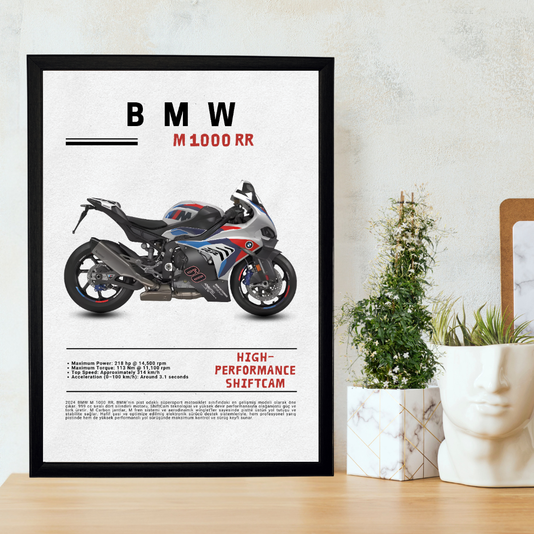 BMW M1000 RR Tekli Ahşap Motosiklet Tablo