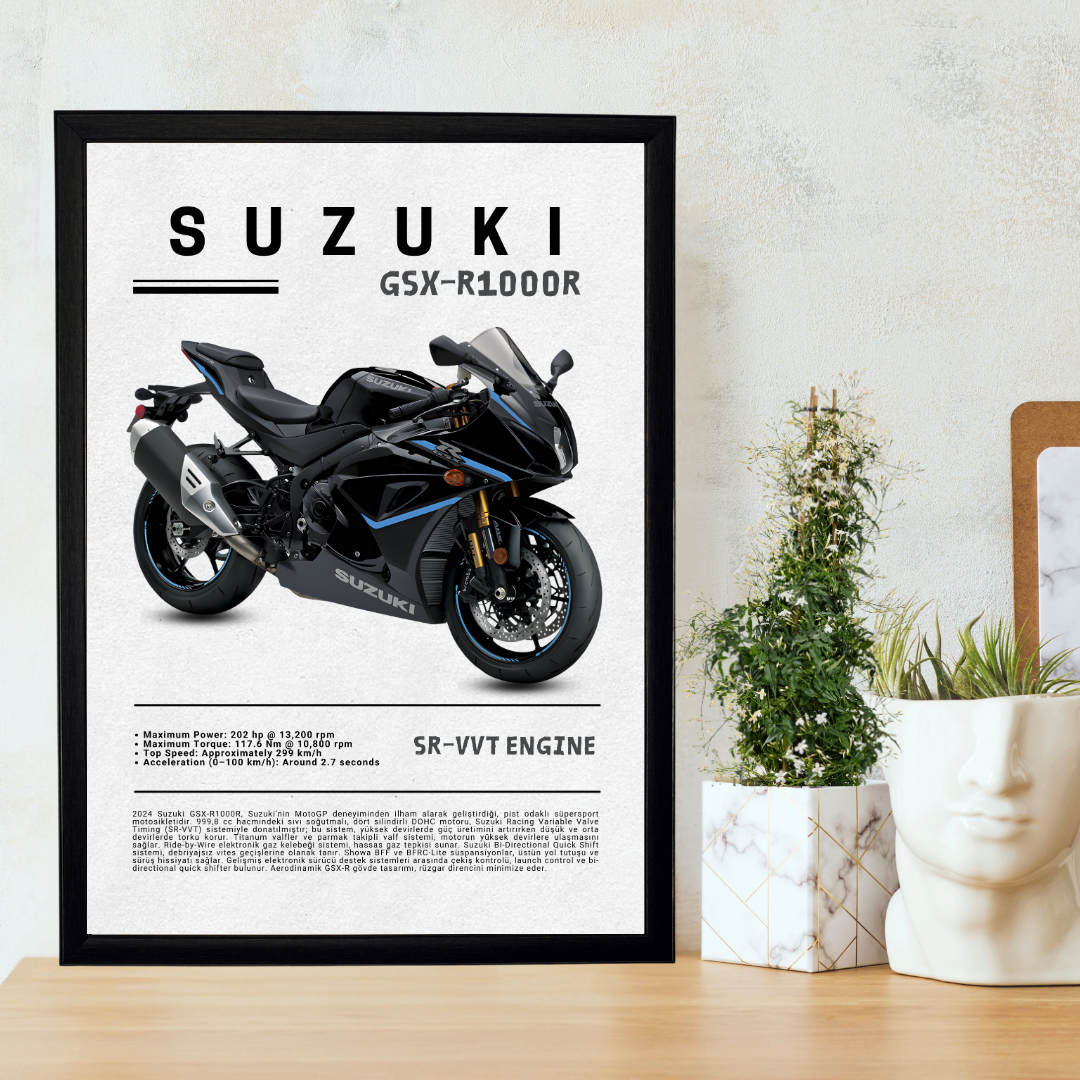 SUZUKI Gsx-R1000R Tekli Ahşap Motosiklet Tablo