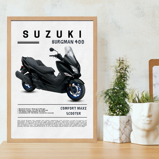 SUZUKI Burgman 400 Tekli Ahşap Motosiklet Tablo