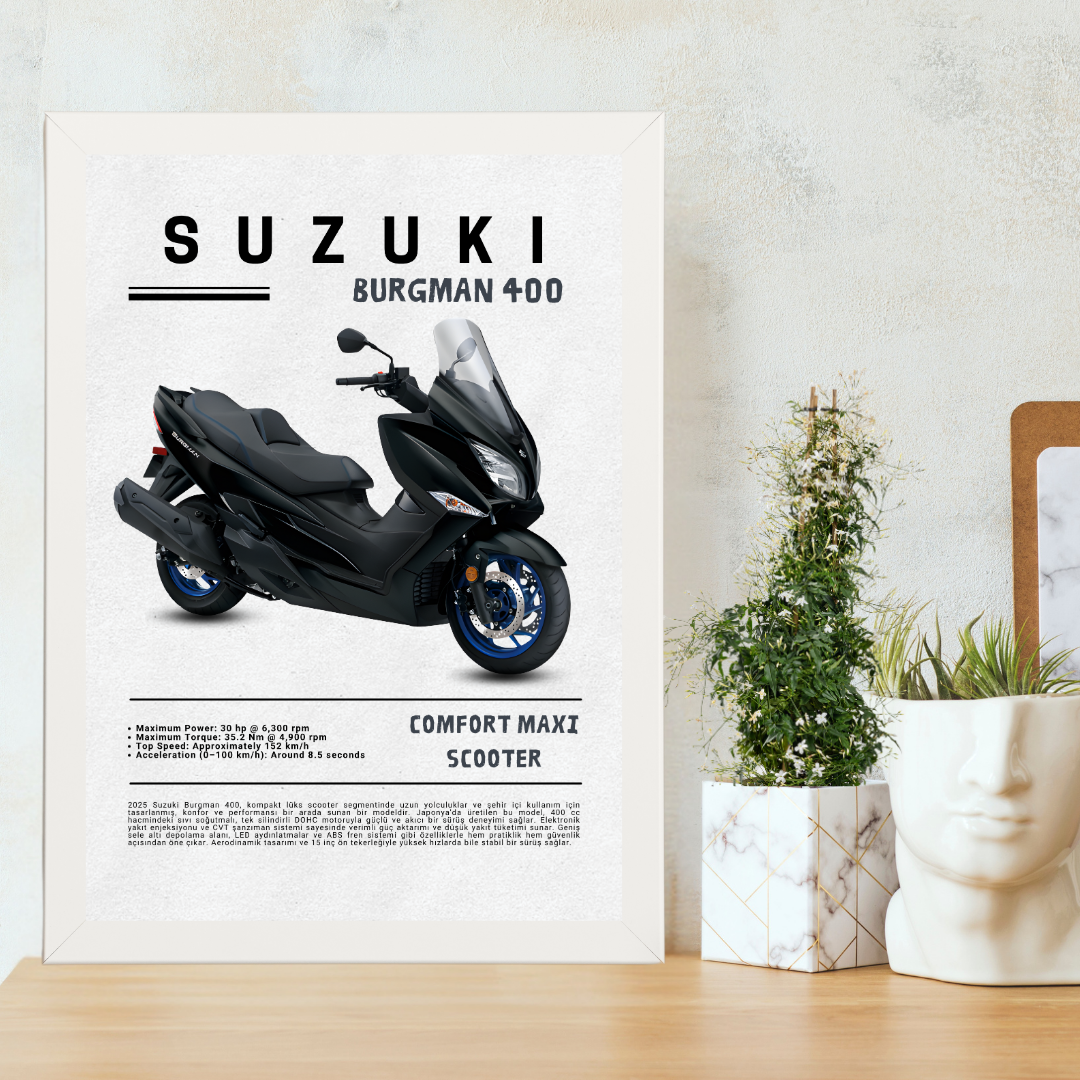 SUZUKI Burgman 400 Tekli Ahşap Motosiklet Tablo