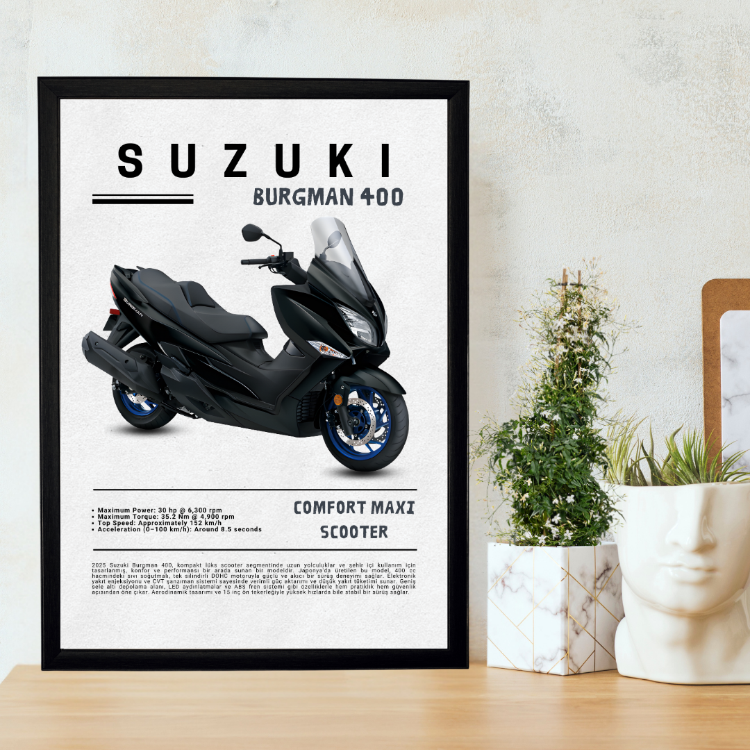 SUZUKI Burgman 400 Tekli Ahşap Motosiklet Tablo