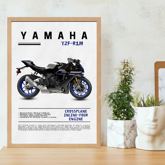 YAMAHA YZF-R1M Tekli Ahşap Motosiklet Tablo