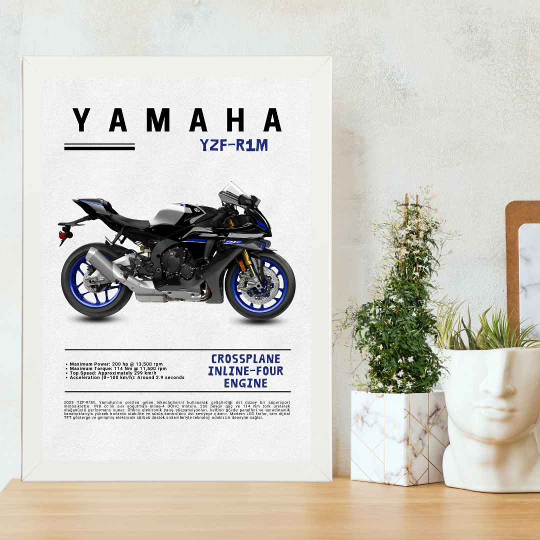 YAMAHA YZF-R1M Tekli Ahşap Motosiklet Tablo