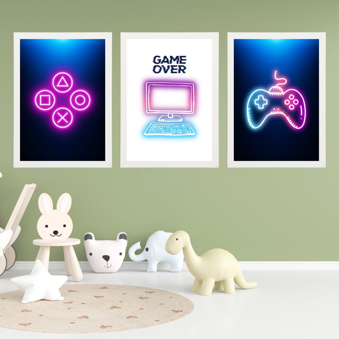 Game Over 3'lü Set Çocuk Odası Tablo