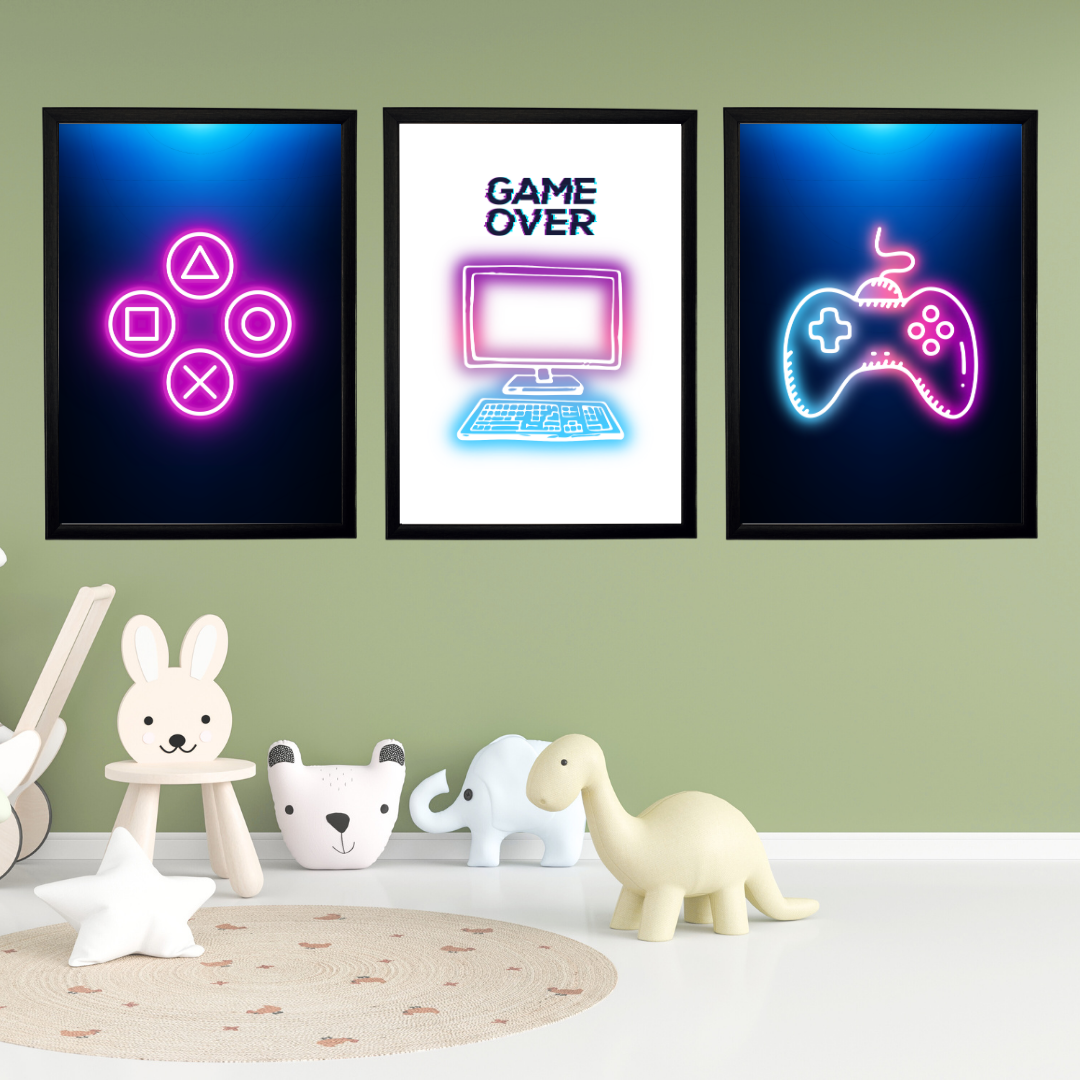 Game Over 3'lü Set Çocuk Odası Tablo
