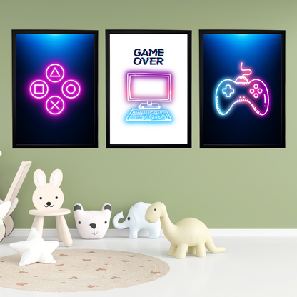 Game Over 3'lü Set Çocuk Odası Tablo