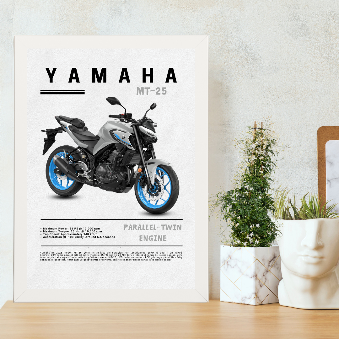 YAMAHA MT-25 Tekli Ahşap Motosiklet Tablo