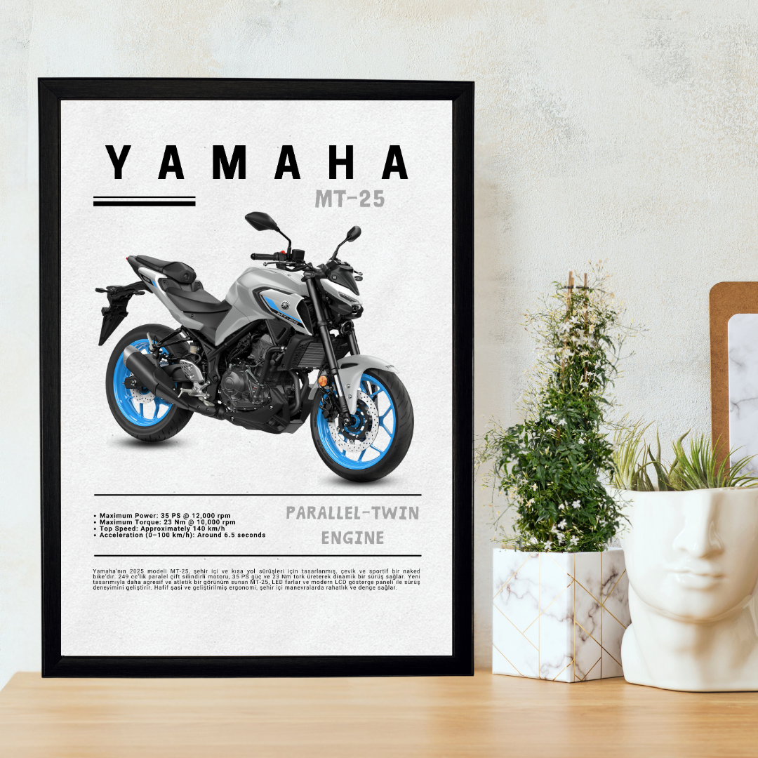 YAMAHA MT-25 Tekli Ahşap Motosiklet Tablo