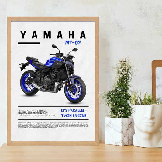 YAMAHA MT-07 Tekli Ahşap Motosiklet Tablo