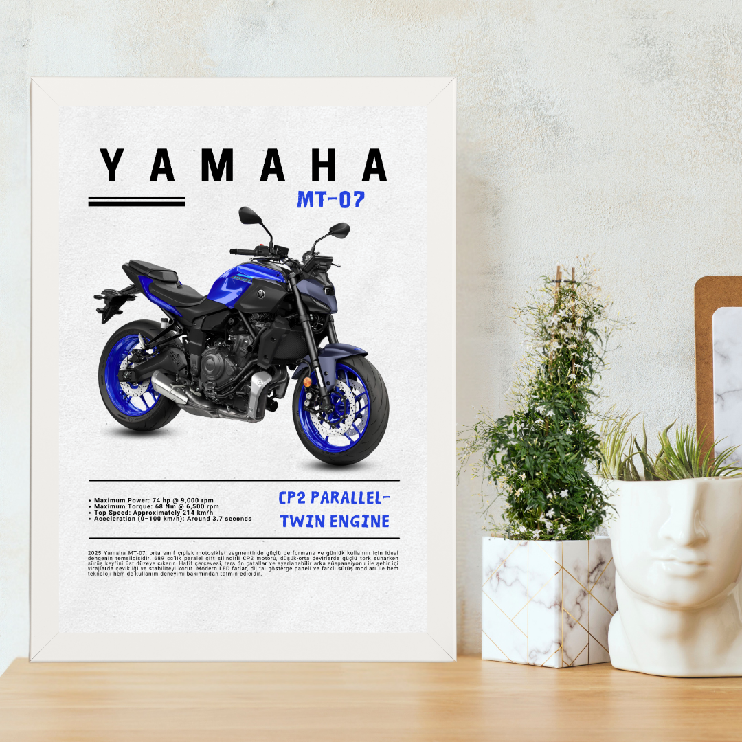 YAMAHA MT-07 Tekli Ahşap Motosiklet Tablo