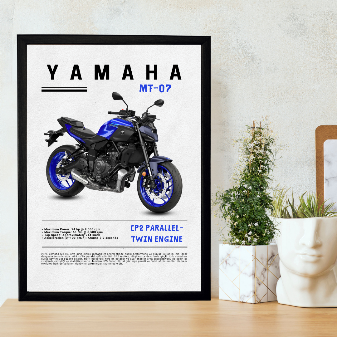 YAMAHA MT-07 Tekli Ahşap Motosiklet Tablo