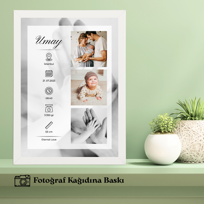 Bebeklerin Doğumuna Özel Tekli Anı Tablosu (fotoğraflı)