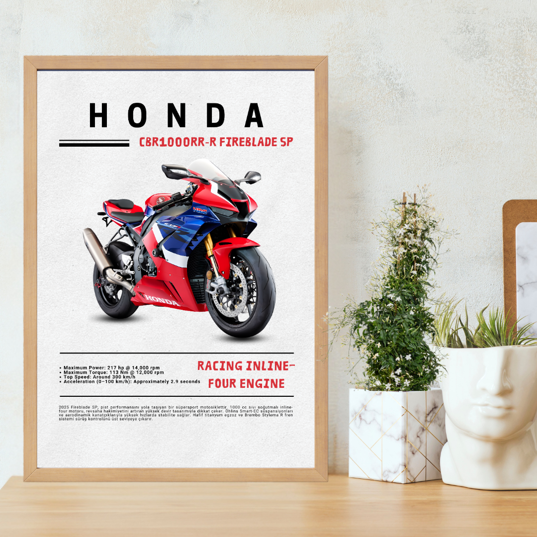 HONDA-Cbr1000RR-R Fireblade SP Tekli Ahşap Motosiklet Tablo