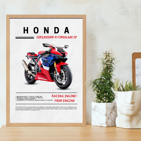 HONDA-Cbr1000RR-R Fireblade SP Tekli Ahşap Motosiklet Tablo