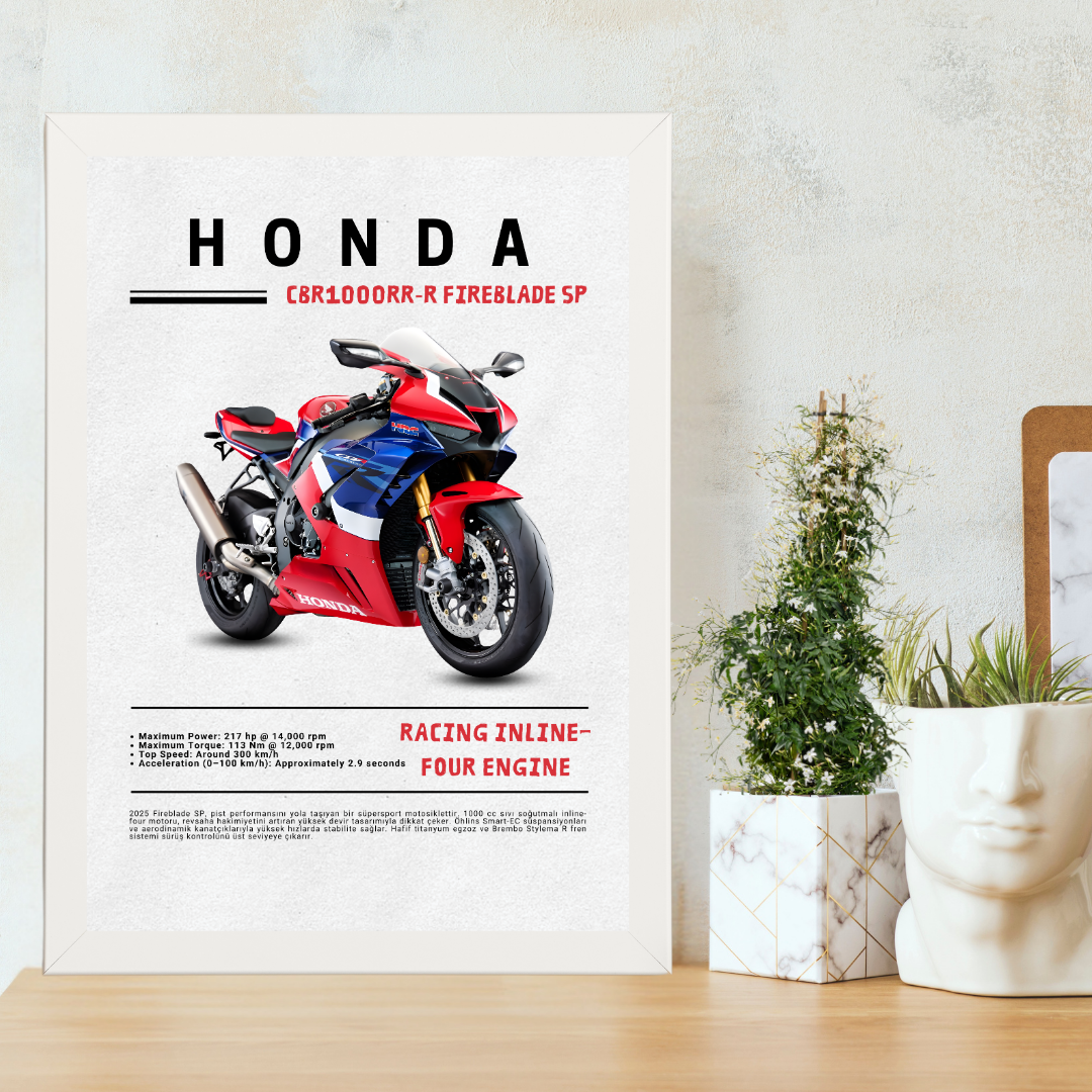 HONDA-Cbr1000RR-R Fireblade SP Tekli Ahşap Motosiklet Tablo