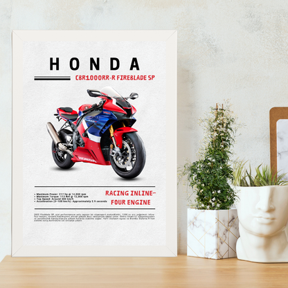HONDA-Cbr1000RR-R Fireblade SP Tekli Ahşap Motosiklet Tablo