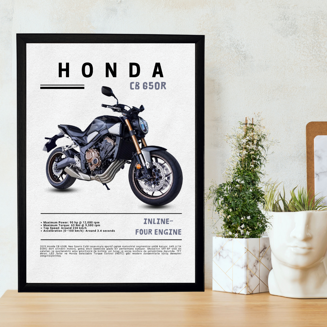 HONDA CB 650R Tekli Ahşap Motosiklet Tablo