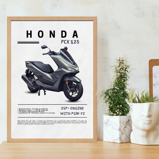 HONDA PCX 125 Tekli Ahşap Motosiklet Tablo