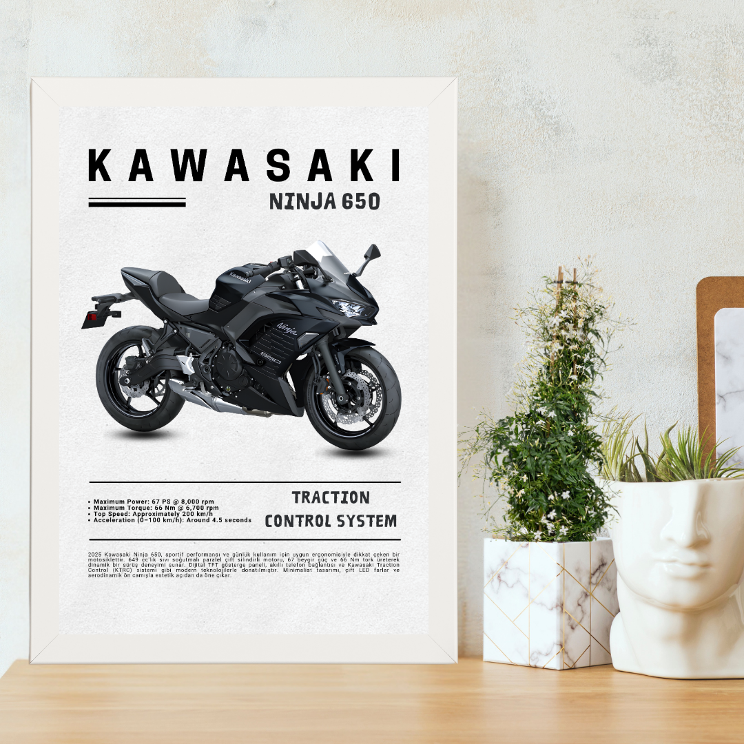 KAWASAKI Ninja 650 Tekli Ahşap Motosiklet Tablo