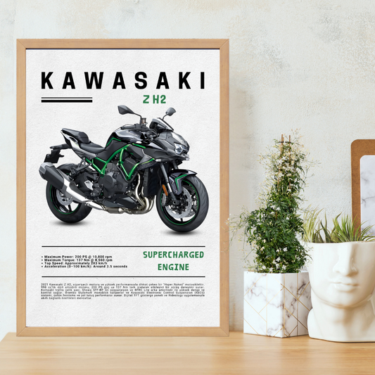 KAWASAKI Z H2 Tekli Ahşap Motosiklet Tablo