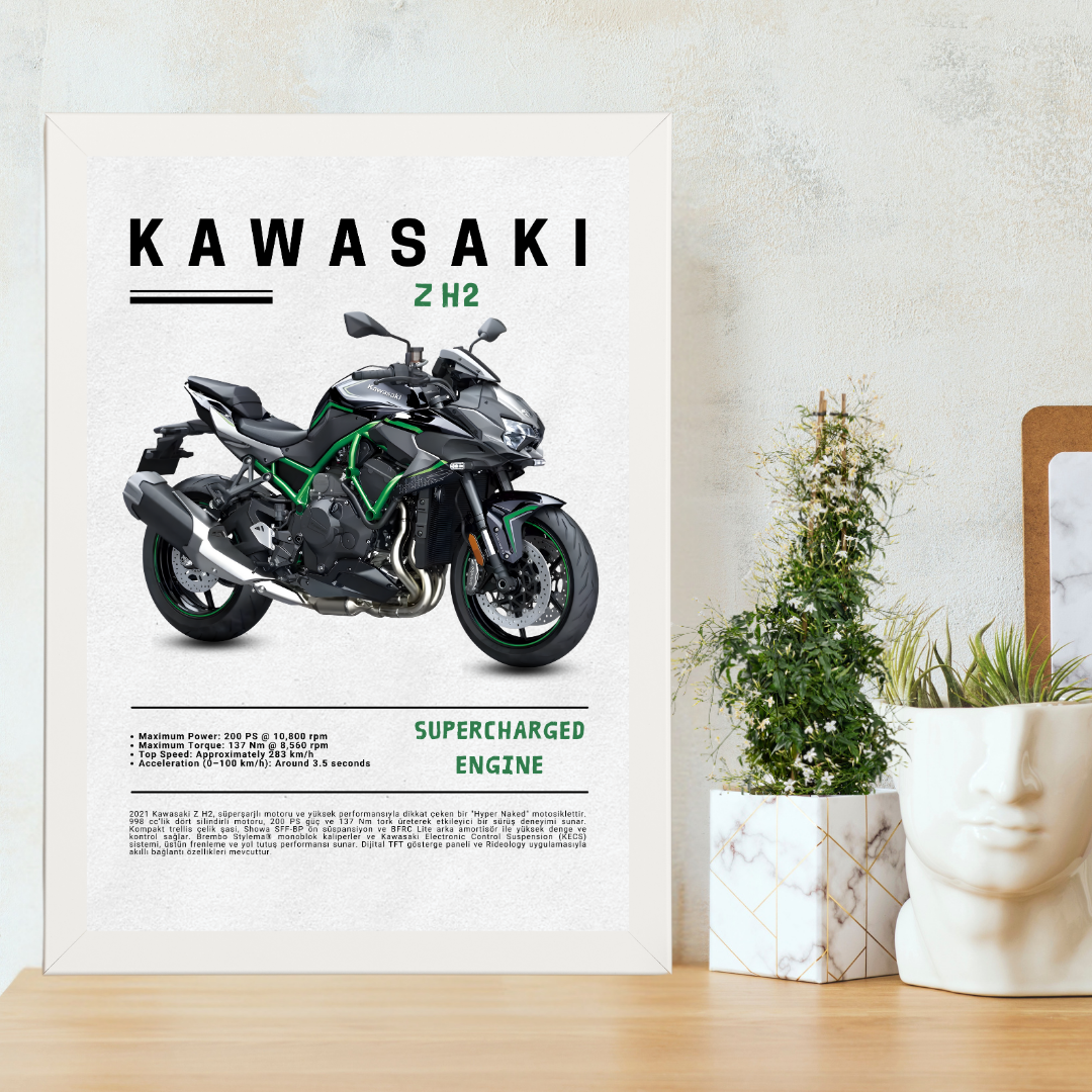 KAWASAKI Z H2 Tekli Ahşap Motosiklet Tablo