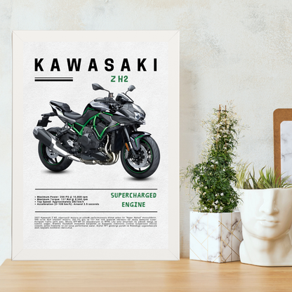 KAWASAKI Z H2 Tekli Ahşap Motosiklet Tablo