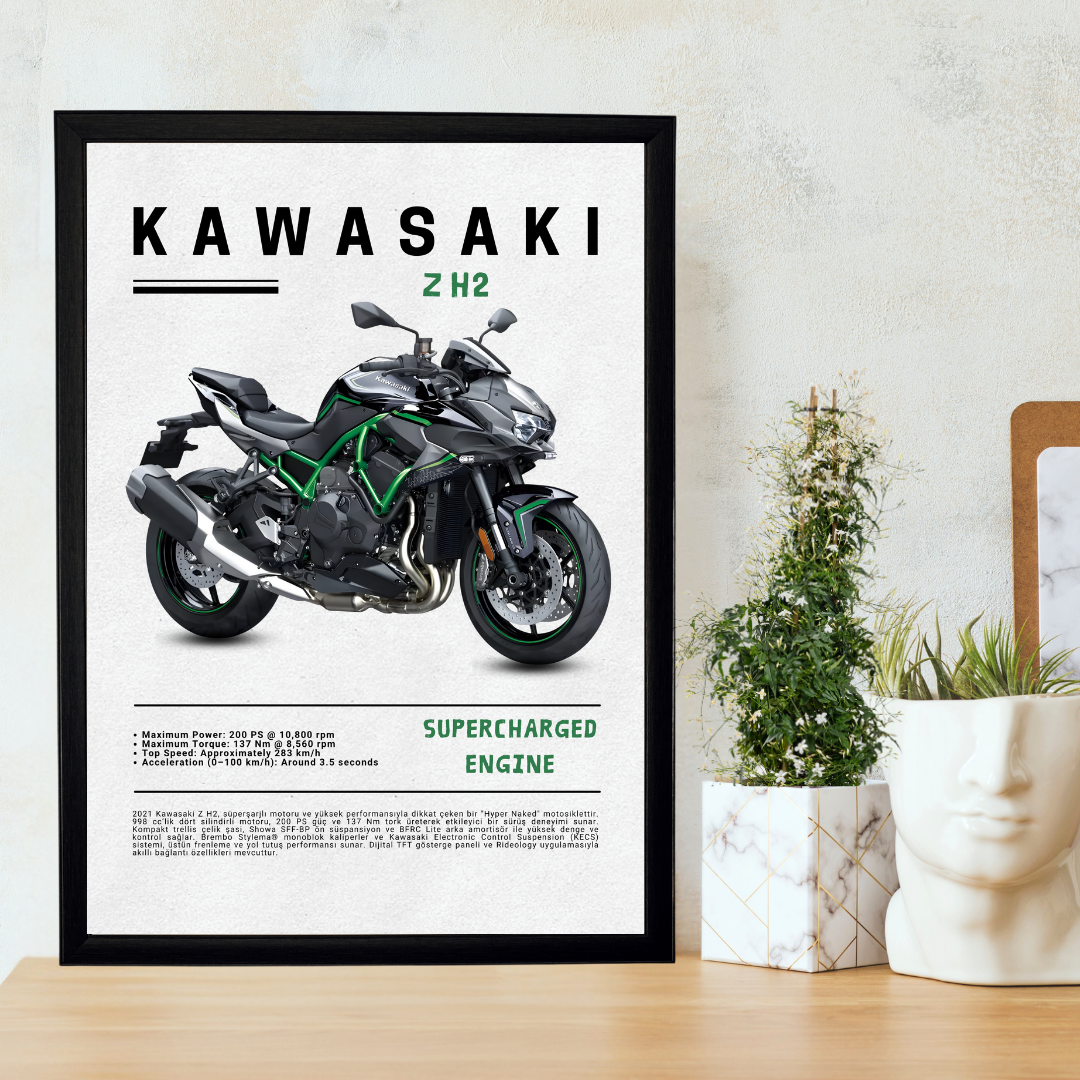 KAWASAKI Z H2 Tekli Ahşap Motosiklet Tablo