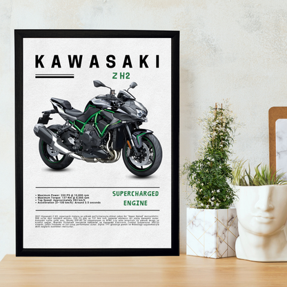 KAWASAKI Z H2 Tekli Ahşap Motosiklet Tablo