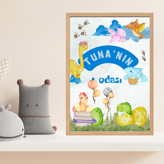 Dinozorlar Tekli Çocuk Odası Tablosu (kişiye özel)