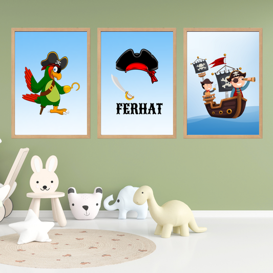 Korsan 3'lü Set Çocuk Odası İsimli Tablo
