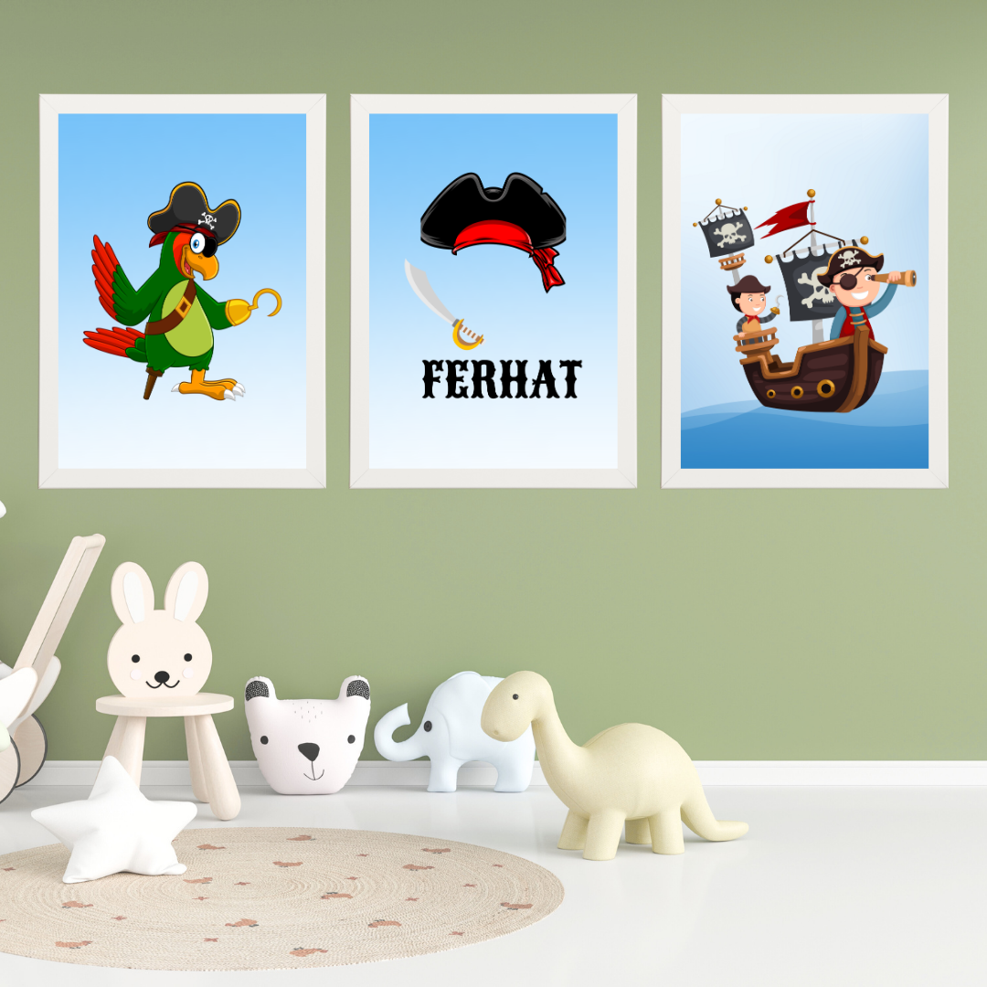 Korsan 3'lü Set Çocuk Odası İsimli Tablo