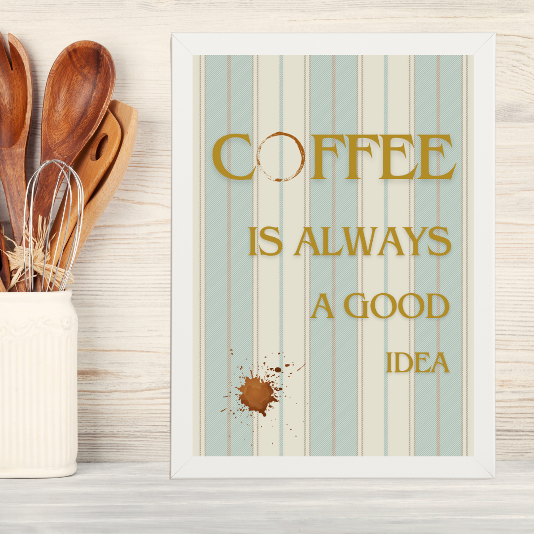 Coffee Ahşap Çerçeve Oda-Mutfak Tablosu