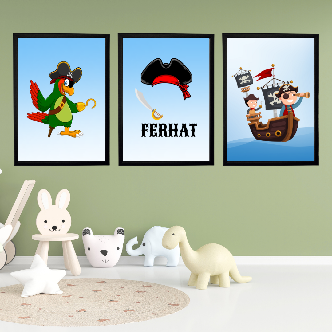 Korsan 3'lü Set Çocuk Odası İsimli Tablo