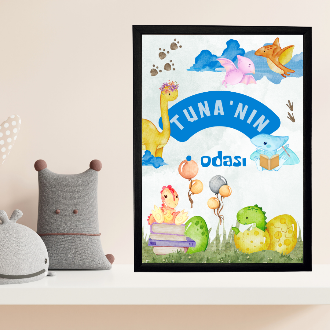 Dinozorlar Tekli Çocuk Odası Tablosu (kişiye özel)