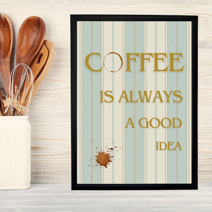 Coffee Ahşap Çerçeve Oda-Mutfak Tablosu