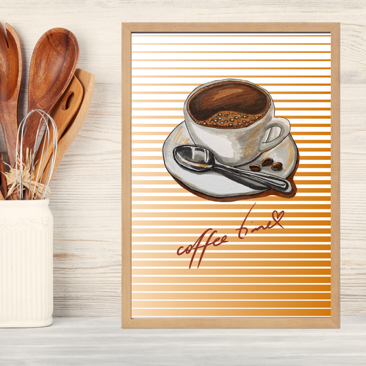 Coffee Time Ahşap Çerçeve Oda-Mutfak Tablosu
