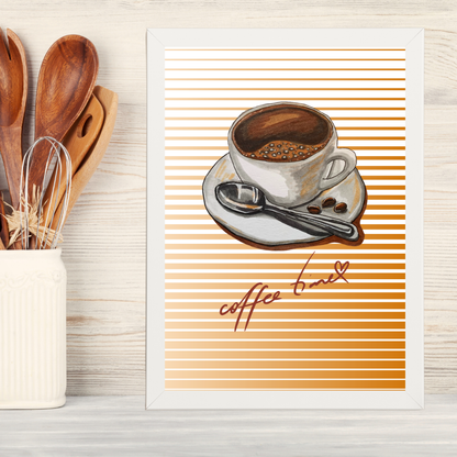 Coffee Time Ahşap Çerçeve Oda-Mutfak Tablosu