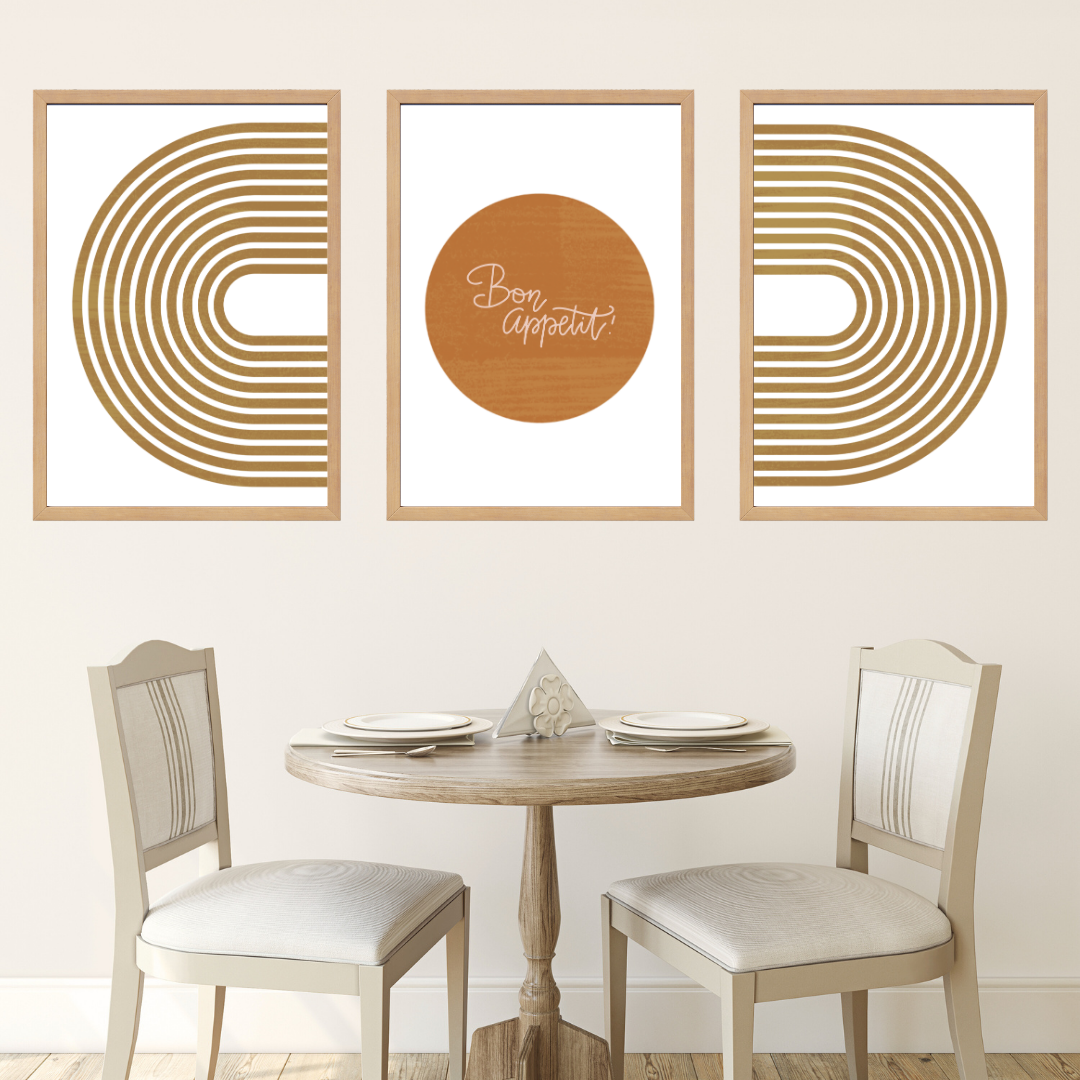 Bon Appetit 3'lü Set Ahşap Çerçeve Oda-Mutfak Tablosu