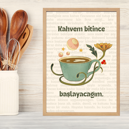 Coffee 2 Ahşap Çerçeve Oda-Mutfak Tablosu
