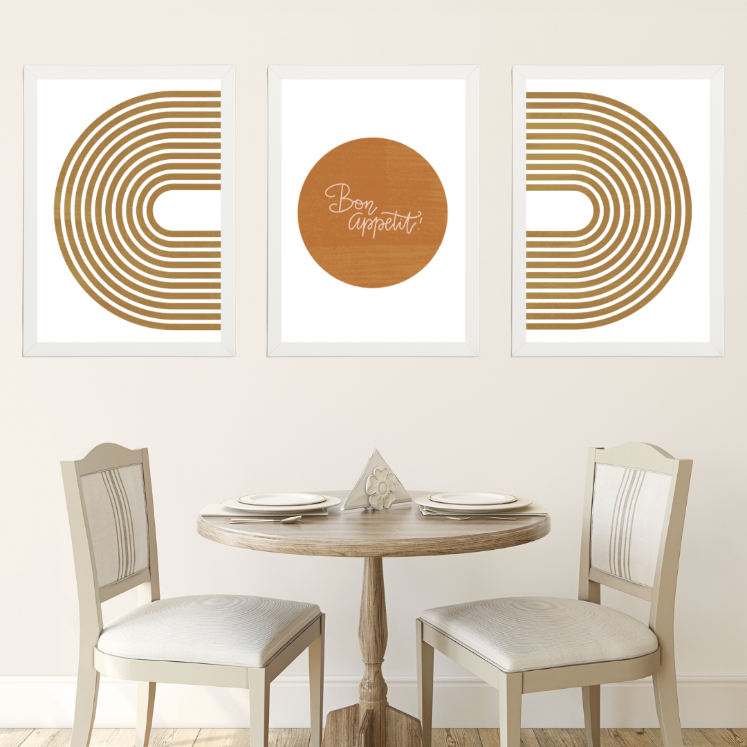 Bon Appetit 3'lü Set Ahşap Çerçeve Oda-Mutfak Tablosu