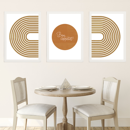 Bon Appetit 3'lü Set Ahşap Çerçeve Oda-Mutfak Tablosu