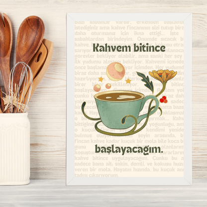 Coffee 2 Ahşap Çerçeve Oda-Mutfak Tablosu