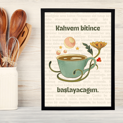 Coffee 2 Ahşap Çerçeve Oda-Mutfak Tablosu