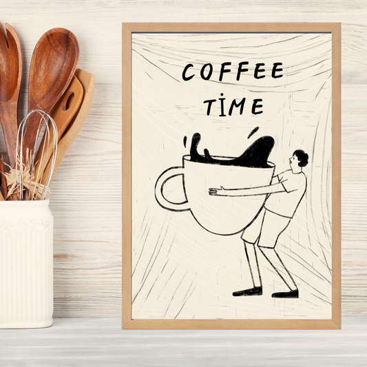 Coffee 3 Ahşap Çerçeve Oda-Mutfak Tablosu